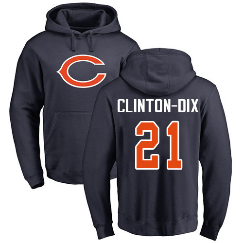 Chicago Bears Men Navy Blue Ha Ha Clinton-Dix Name and Number Logo NFL Football #21 Pullover Hoodie Sweatshirts